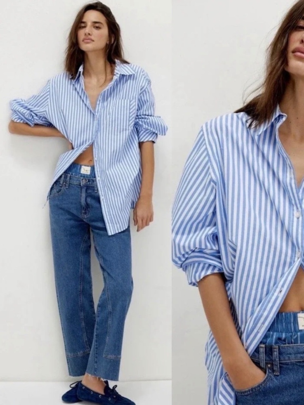 Free People Sabine Striped Articulated Button up Shirt size S